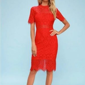 NWT Red Lace LuLus Dress